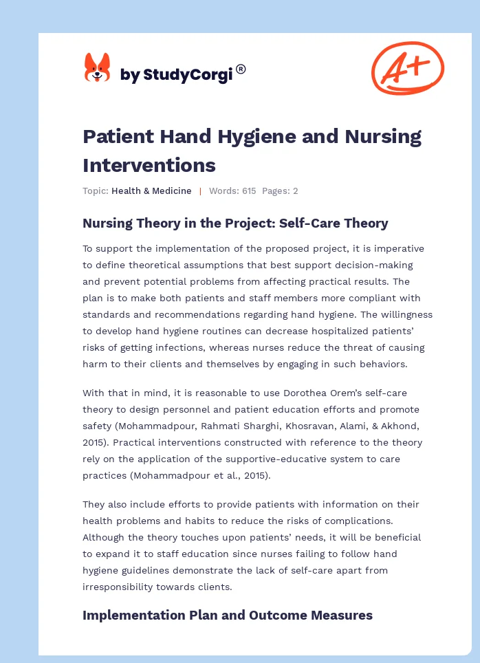 Patient Hand Hygiene and Nursing Interventions. Page 1