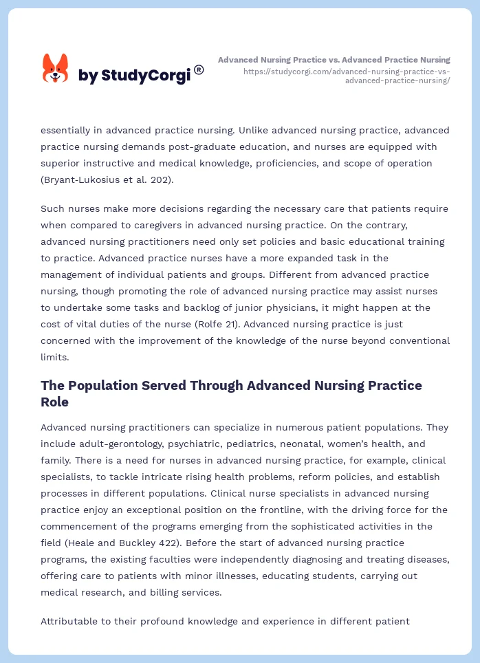 Advanced Nursing Practice vs. Advanced Practice Nursing. Page 2