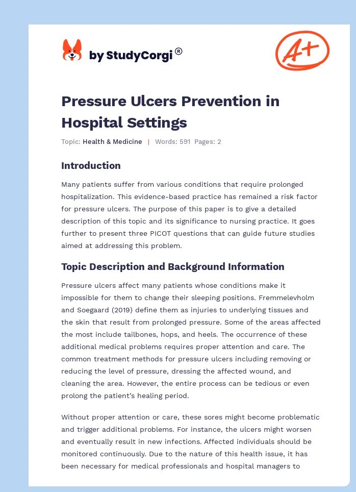 Pressure Ulcers Prevention in Hospital Settings. Page 1