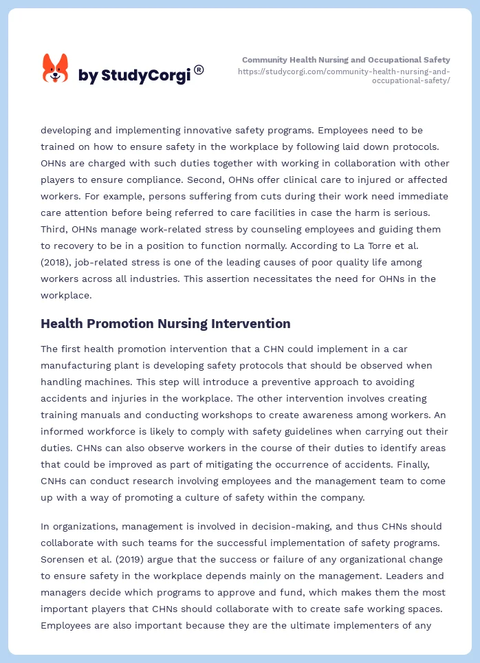 Community Health Nursing and Occupational Safety. Page 2