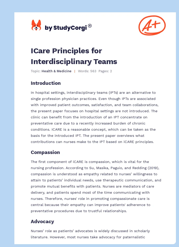ICare Principles for Interdisciplinary Teams. Page 1