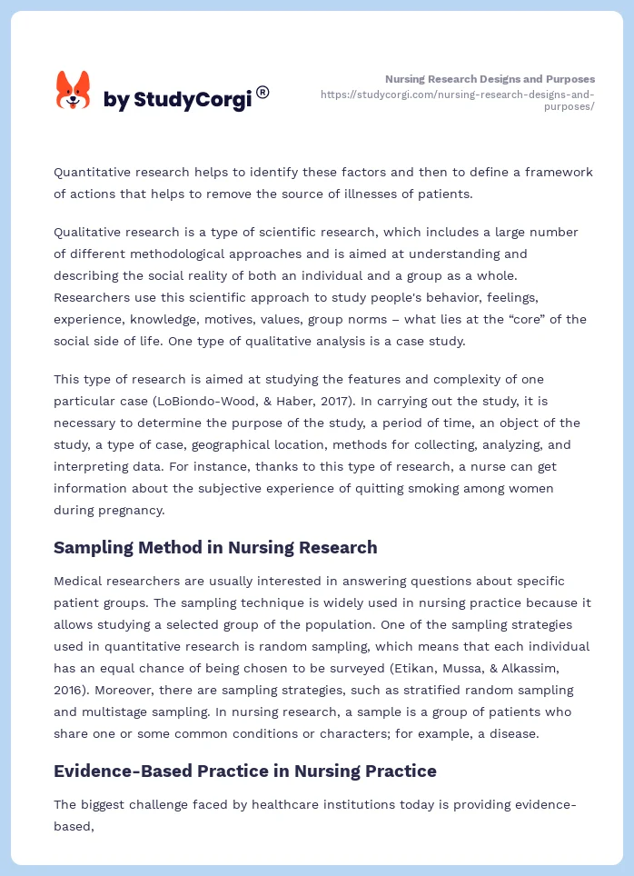 Nursing Research Designs and Purposes. Page 2