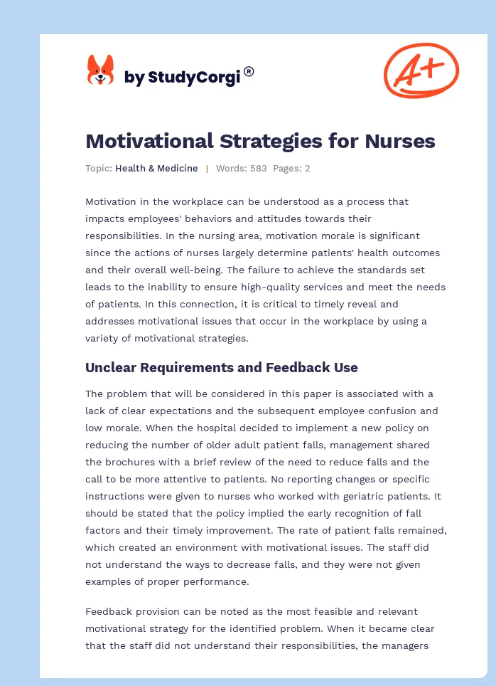 Motivational Strategies for Nurses. Page 1
