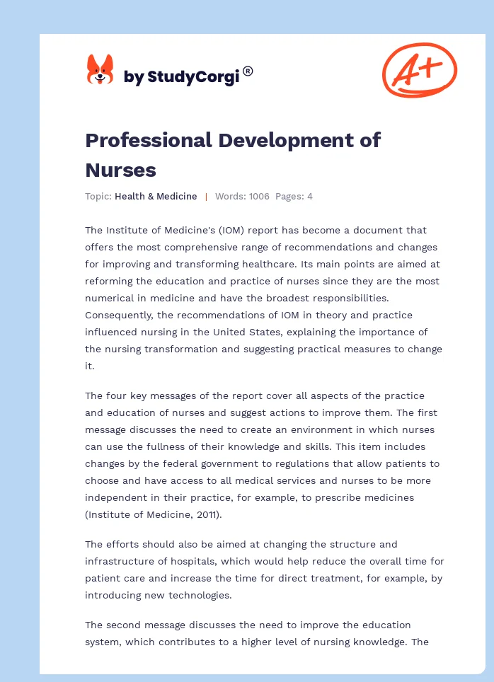 Professional Development of Nurses. Page 1