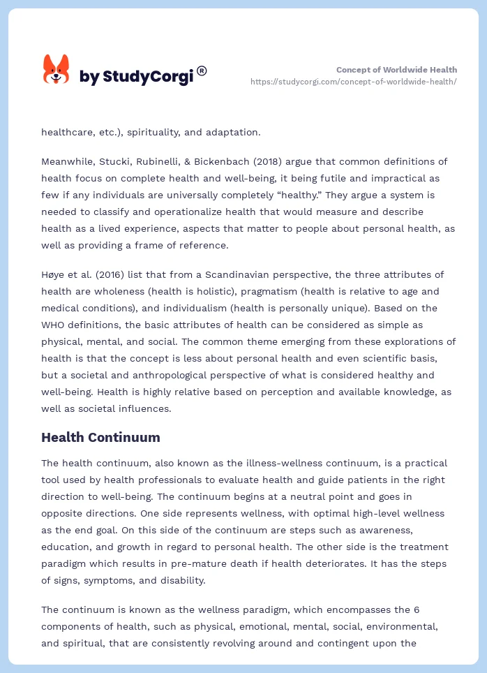 Concept of Worldwide Health. Page 2