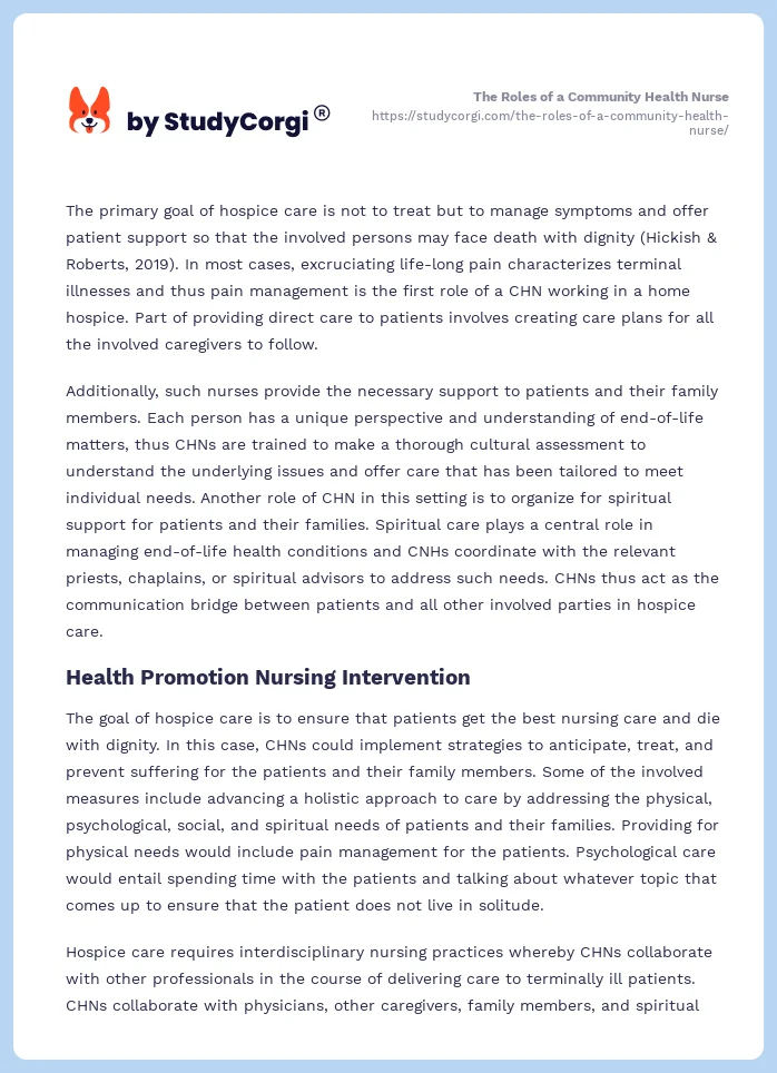The Roles of a Community Health Nurse. Page 2