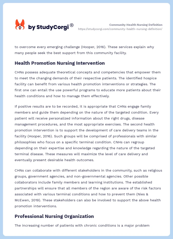 Community Health Nursing Definition. Page 2