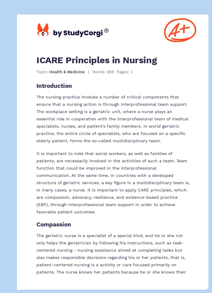 ICARE Principles in Nursing. Page 1