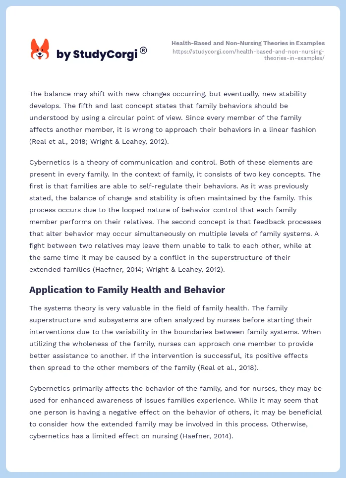 Health-Based and Non-Nursing Theories in Examples. Page 2
