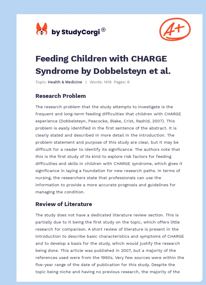 Feeding Children with CHARGE Syndrome by Dobbelsteyn et al.. Page 1