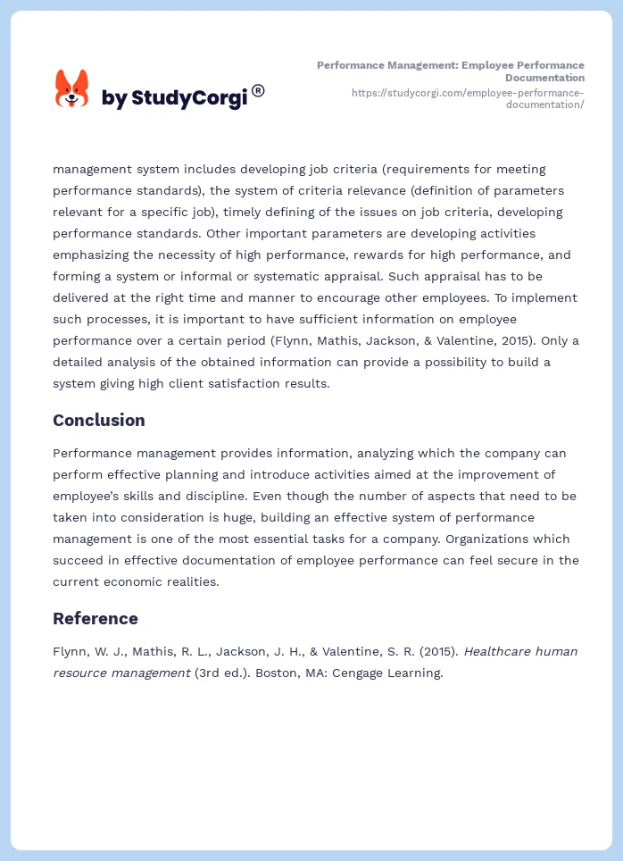 Performance Management: Employee Performance Documentation. Page 2