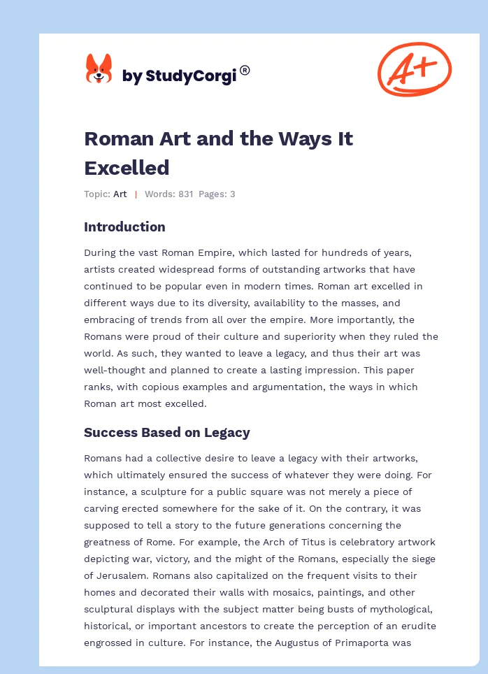Roman Art and the Ways It Excelled. Page 1
