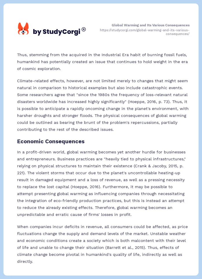 Global Warming and Its Various Consequences. Page 2