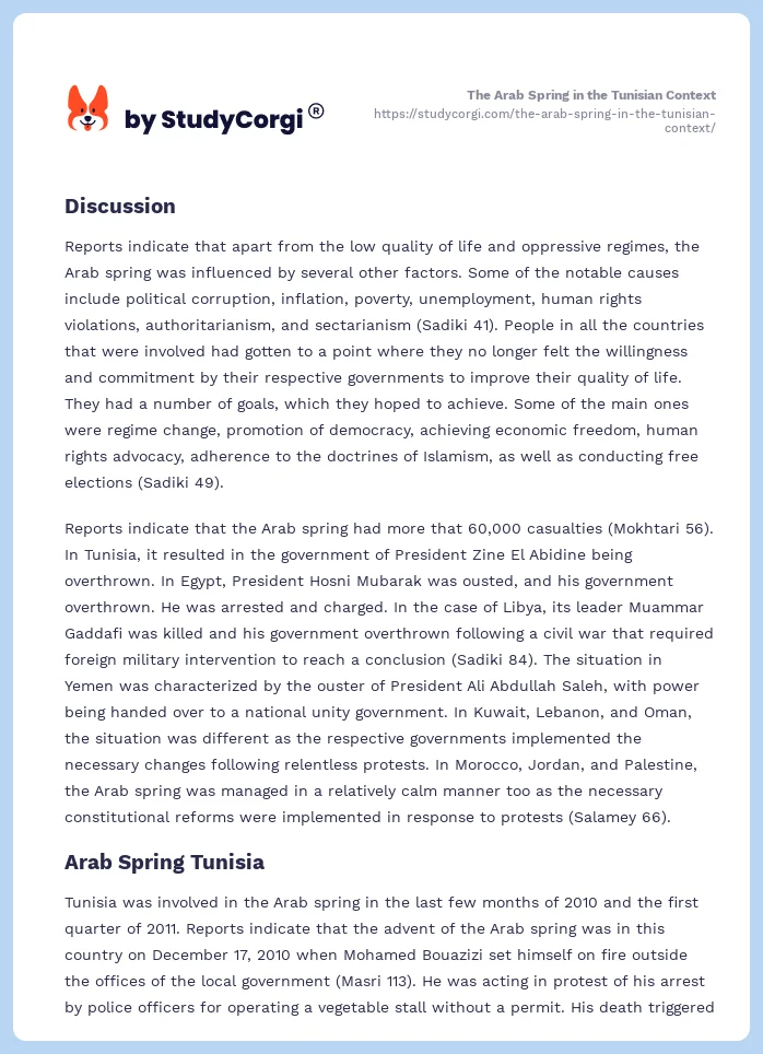 The Arab Spring in the Tunisian Context. Page 2