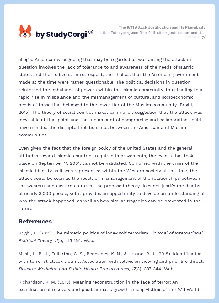 The 9/11 Attack Justification and Its Plausibility. Page 2