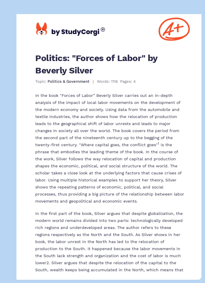 Politics: "Forces of Labor" by Beverly Silver. Page 1