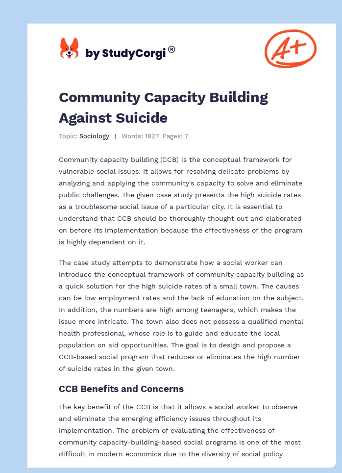 Community Capacity Building Against Suicide. Page 1