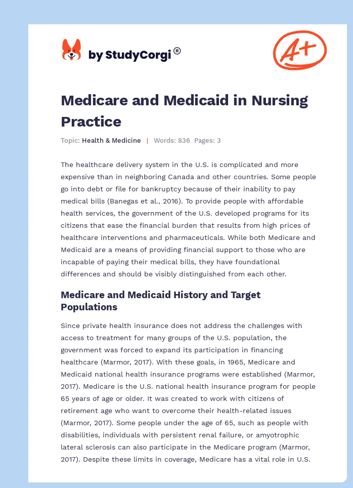 Medicare and Medicaid in Nursing Practice. Page 1
