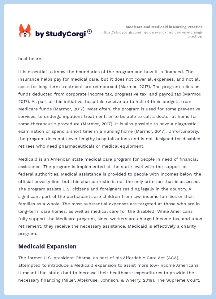Medicare and Medicaid in Nursing Practice. Page 2