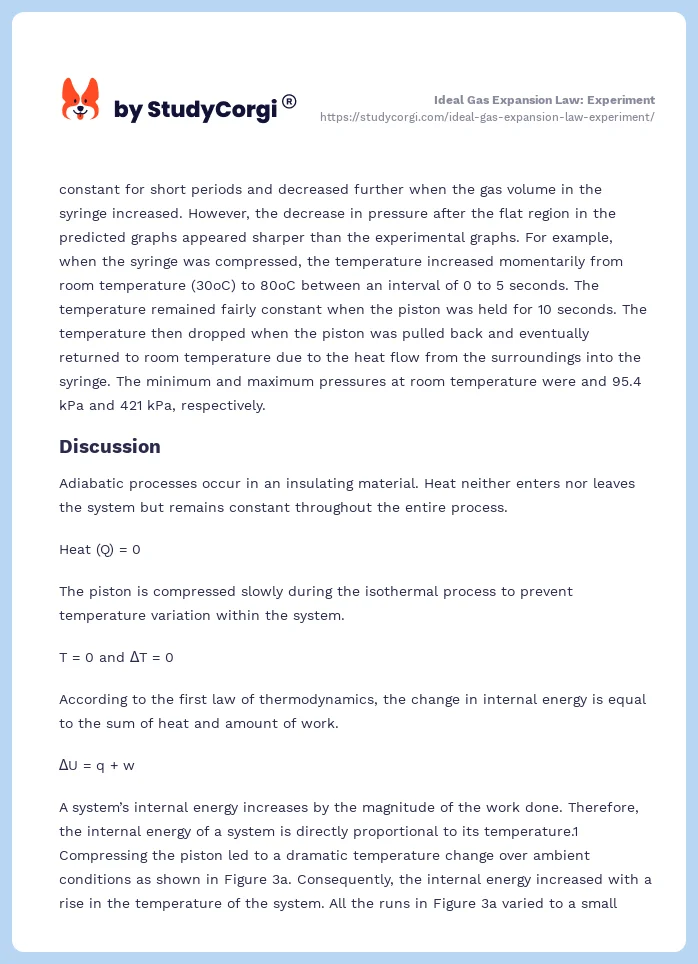 Ideal Gas Expansion Law: Experiment. Page 2