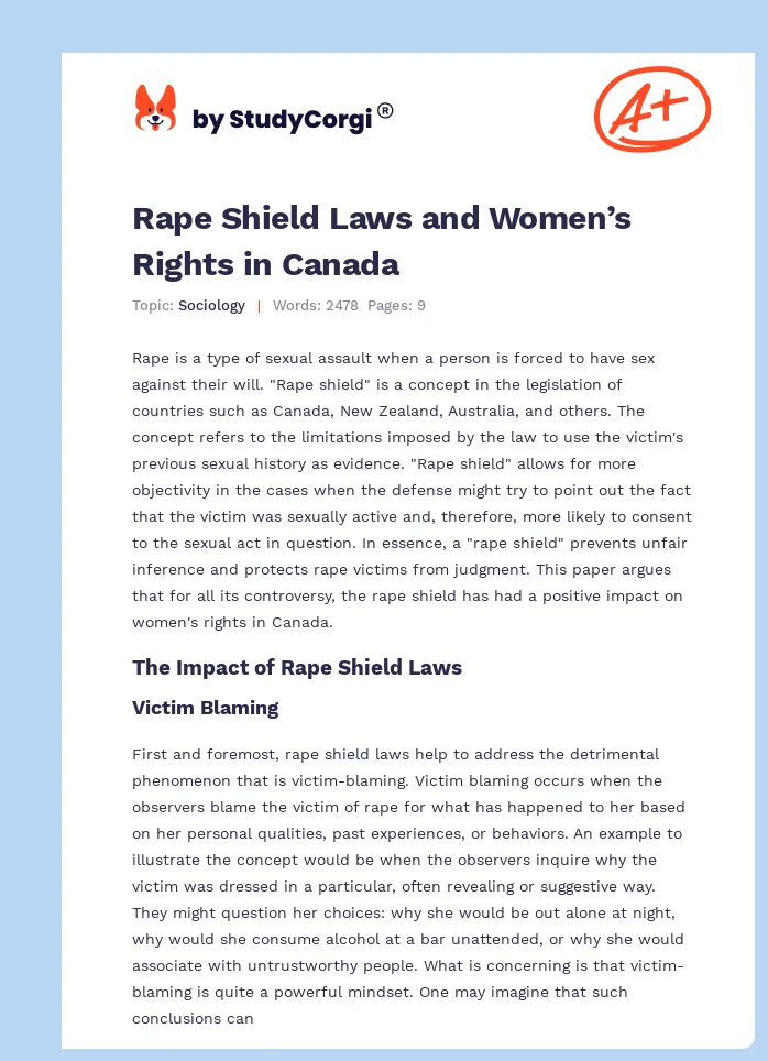 Rape Shield Laws and Women’s Rights in Canada. Page 1