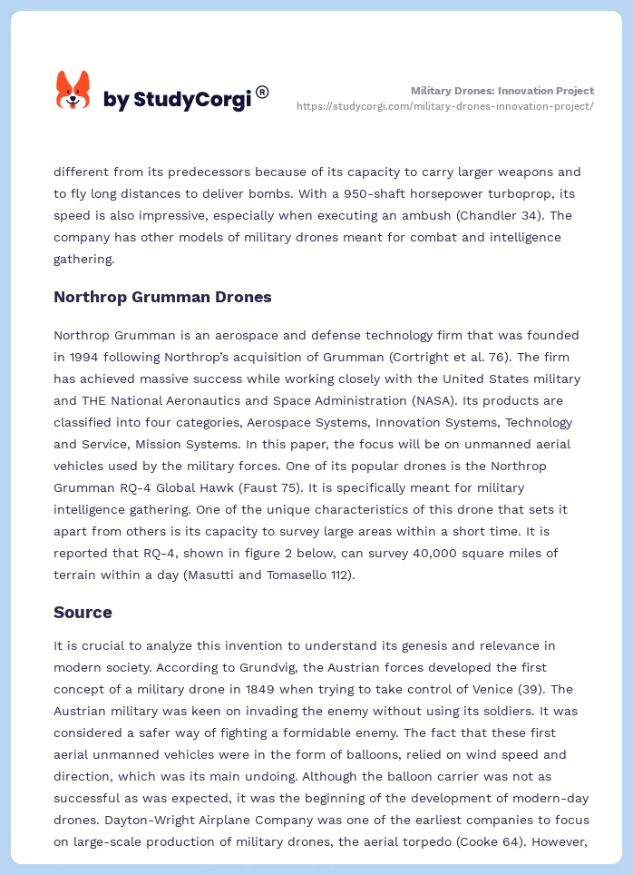 Military Drones: Innovation Project. Page 2