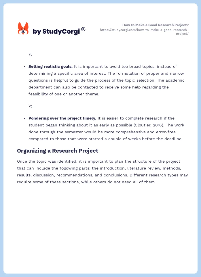 How to Make a Good Research Project?. Page 2
