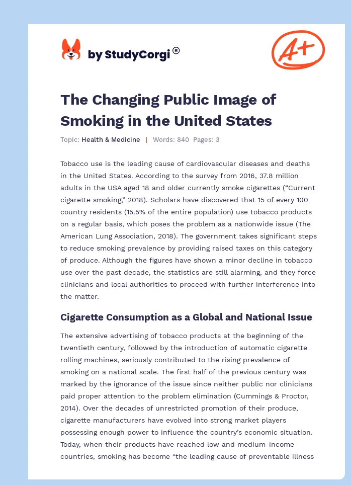 The Changing Public Image of Smoking in the United States. Page 1