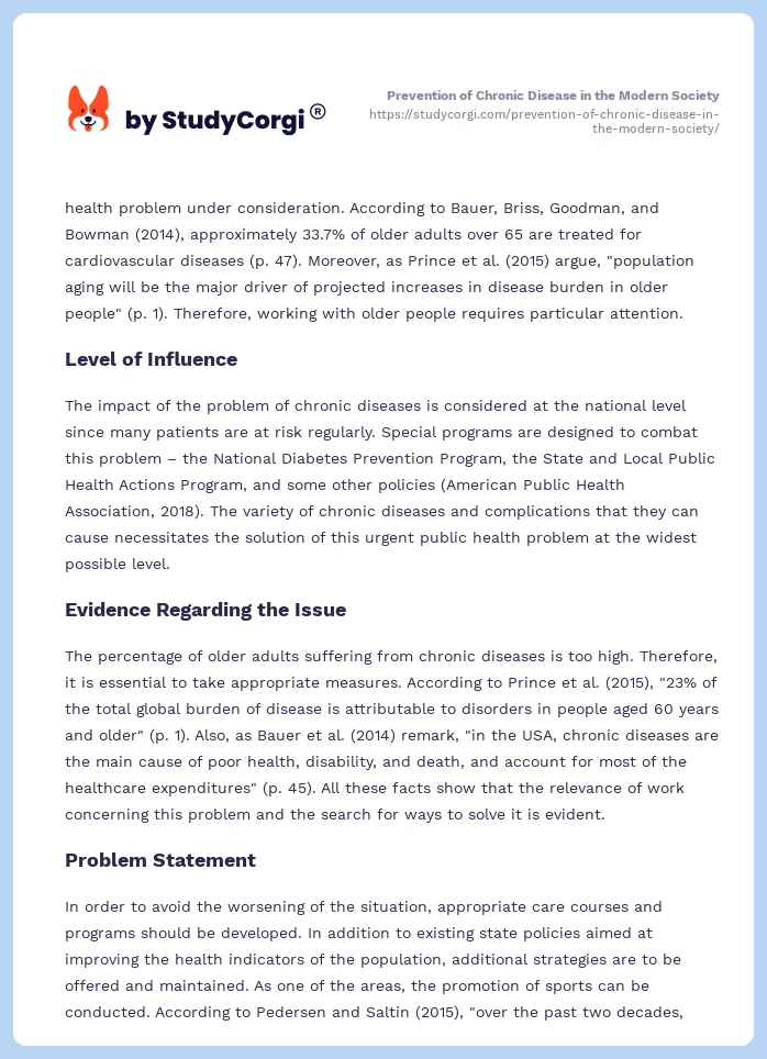 Prevention of Chronic Disease in the Modern Society. Page 2