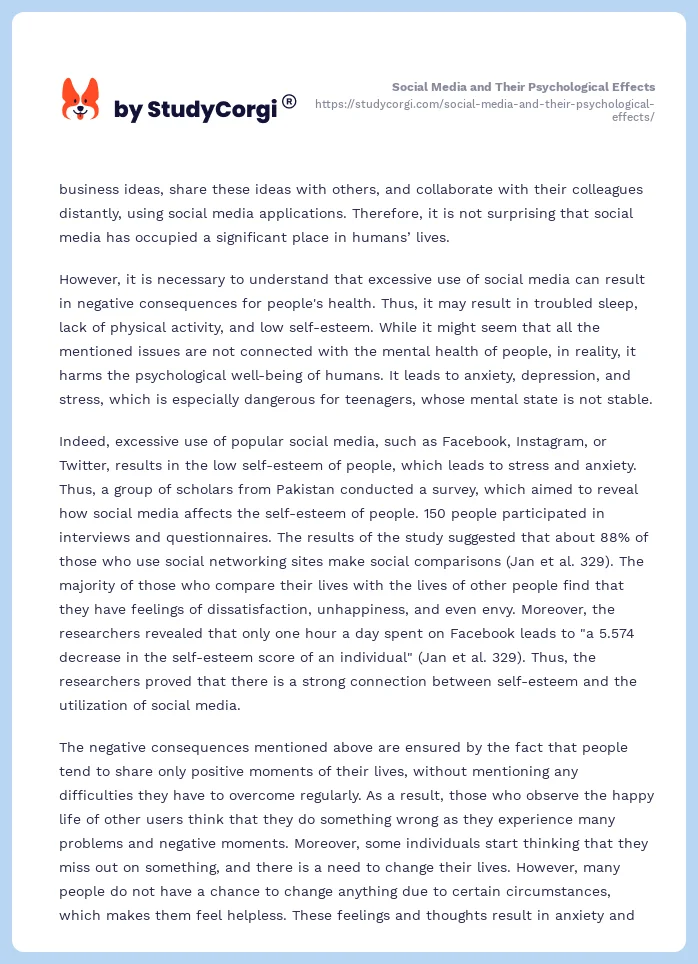 Social Media and Their Psychological Effects. Page 2