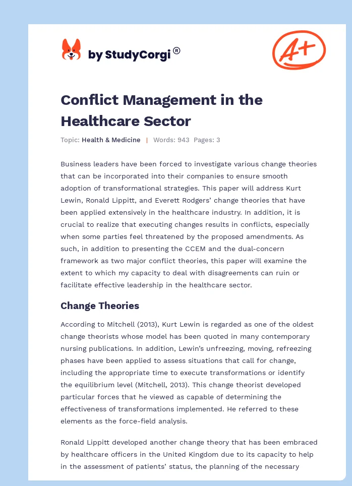 Conflict Management in the Healthcare Sector. Page 1