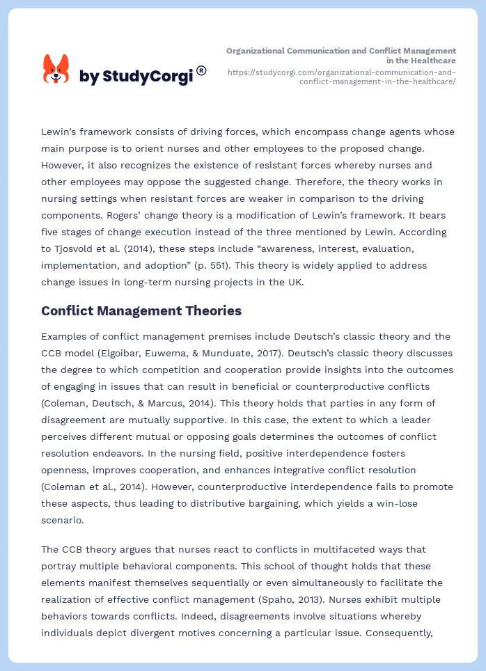 Organizational Communication and Conflict Management in the Healthcare. Page 2