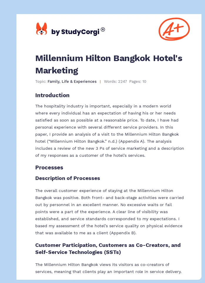 Millennium Hilton Bangkok Hotel's Marketing. Page 1