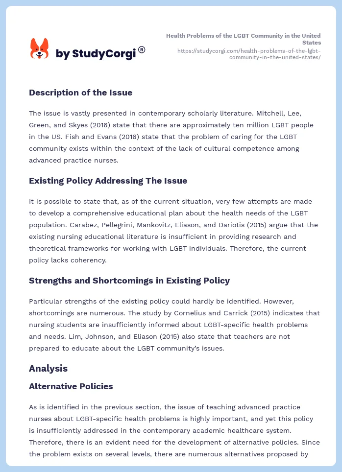 Health Problems of the LGBT Community in the United States. Page 2