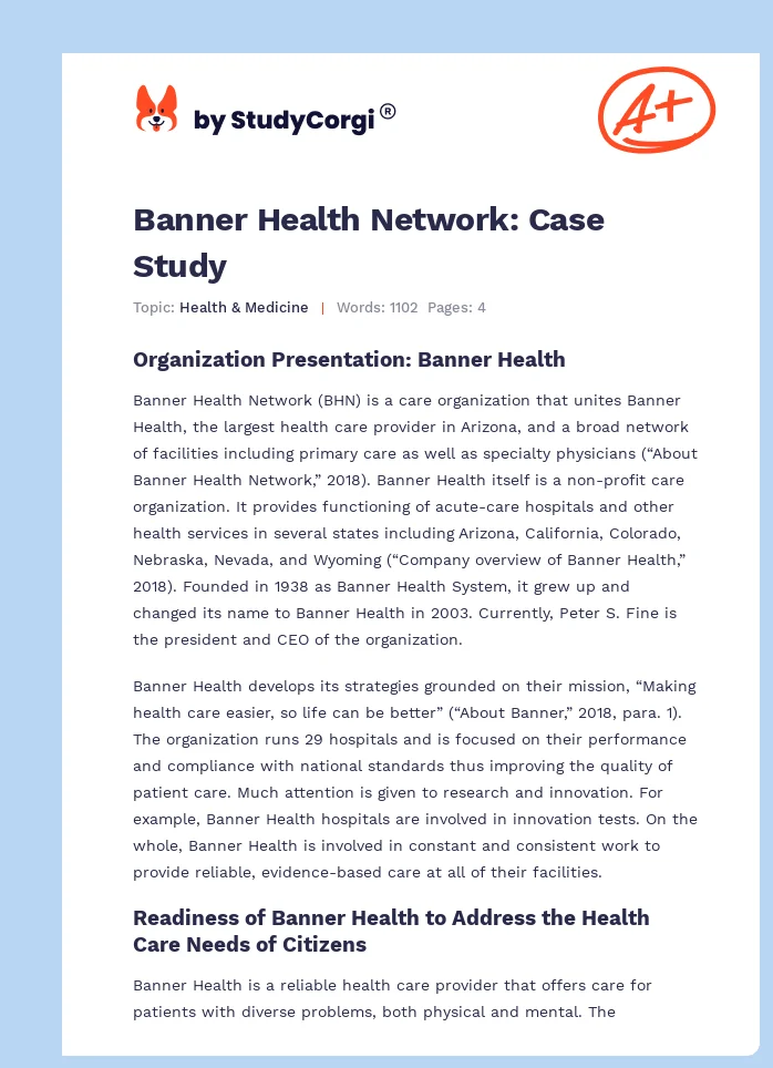 Banner Health Network: Case Study. Page 1