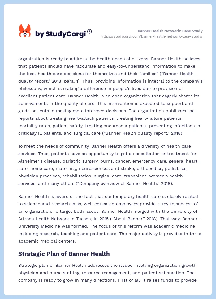 Banner Health Network: Case Study. Page 2