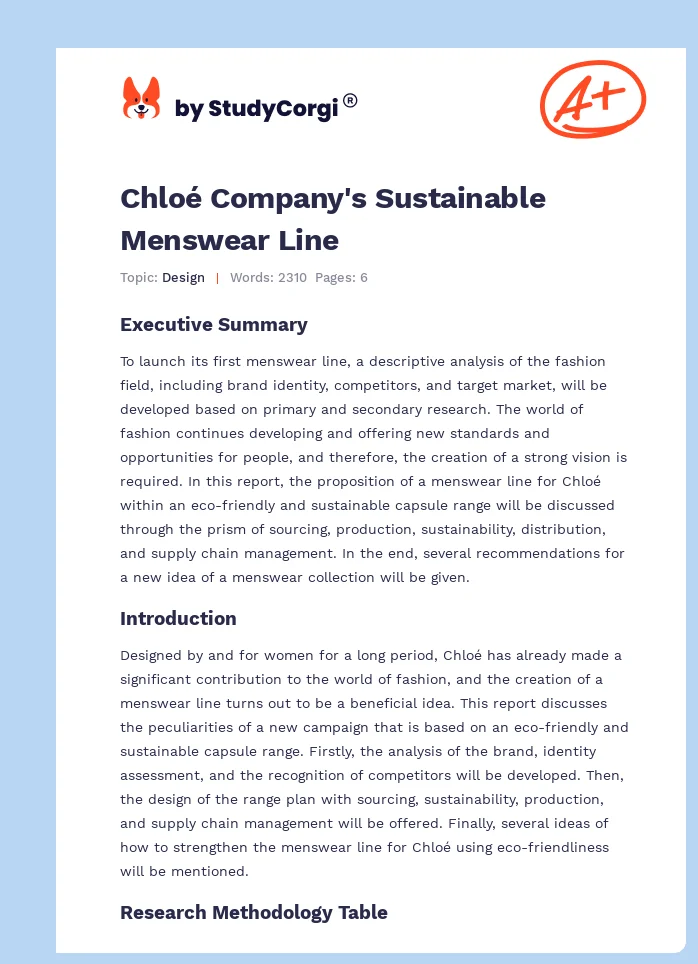 Chloé Company's Sustainable Menswear Line. Page 1