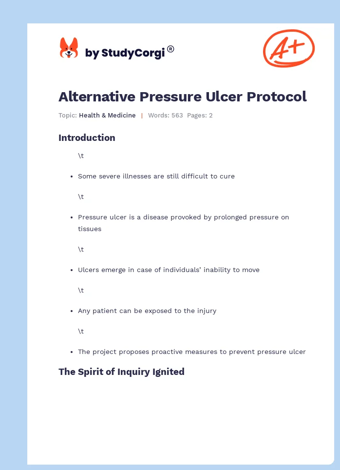 Alternative Pressure Ulcer Protocol. Page 1