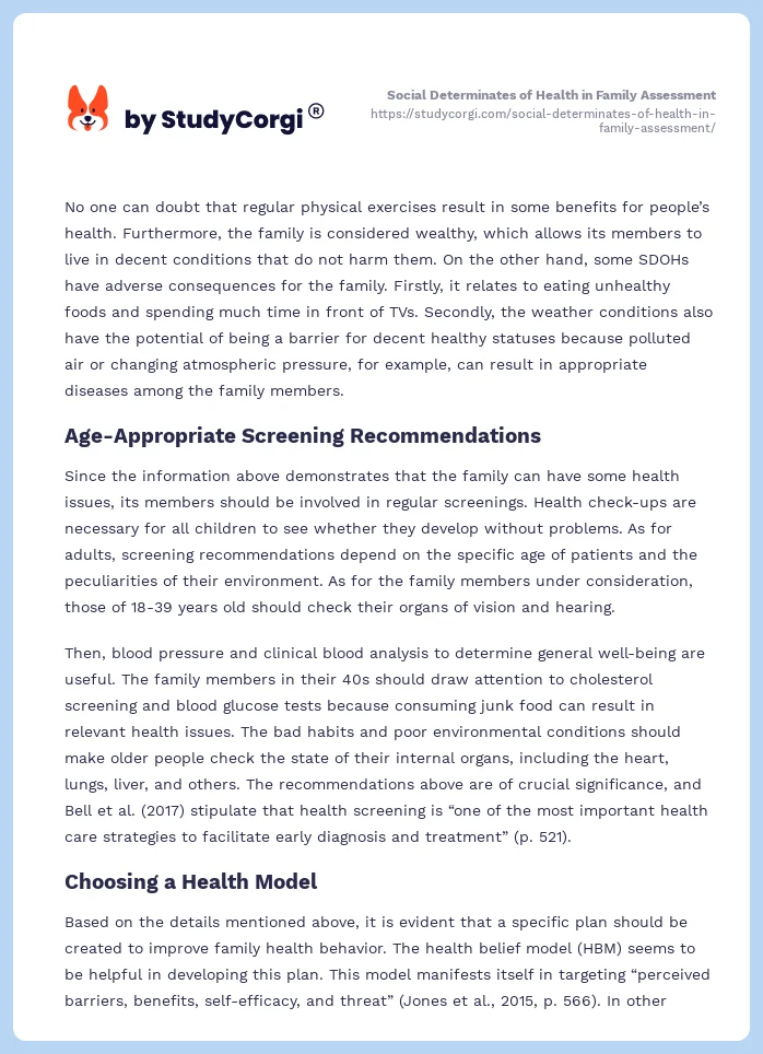 Social Determinates of Health in Family Assessment. Page 2