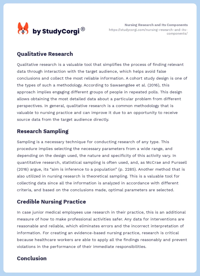 Nursing Research and Its Components. Page 2