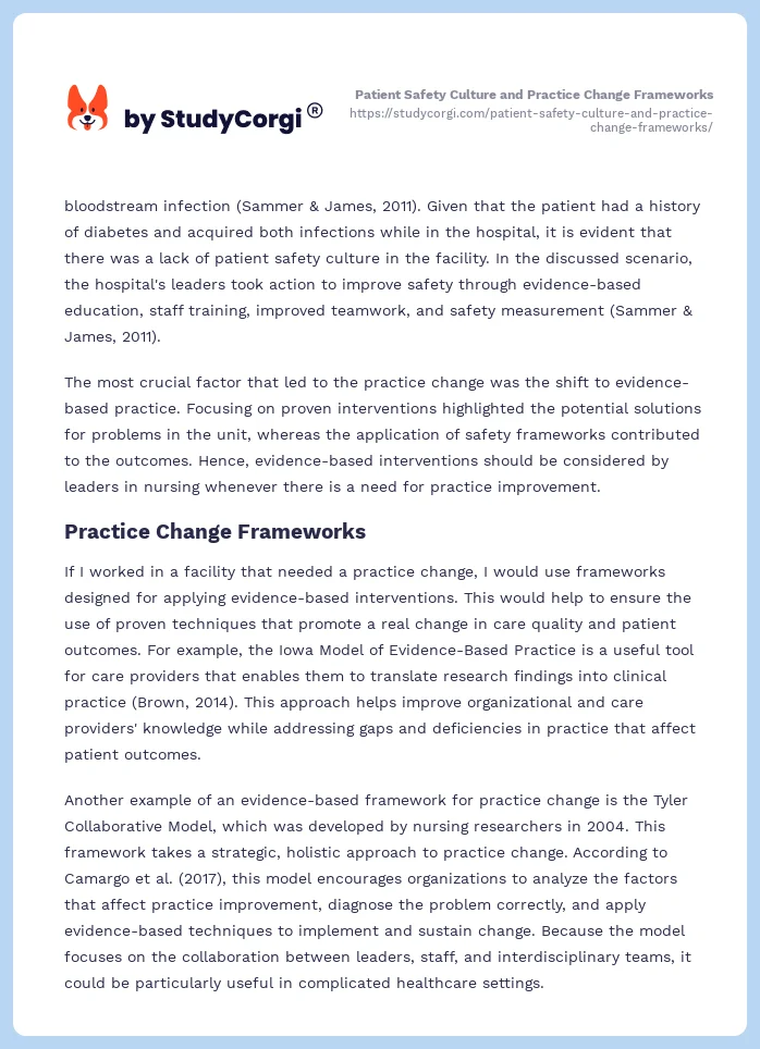 Patient Safety Culture and Practice Change Frameworks. Page 2