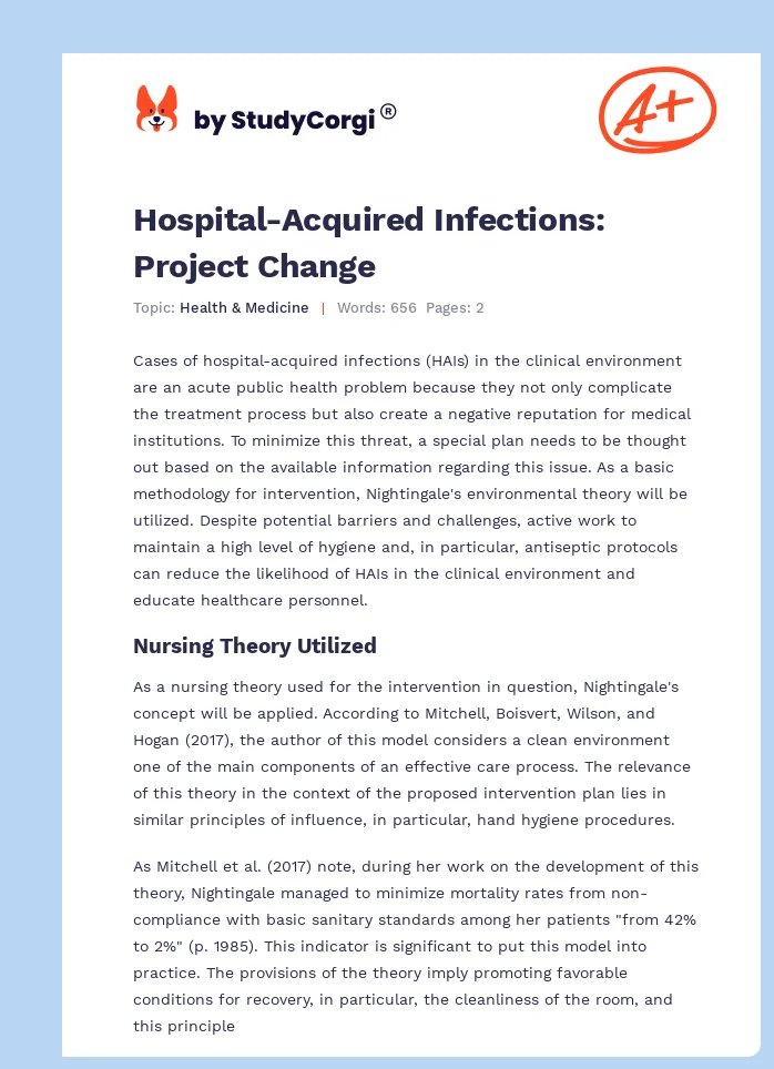 Hospital-Acquired Infections: Project Change. Page 1
