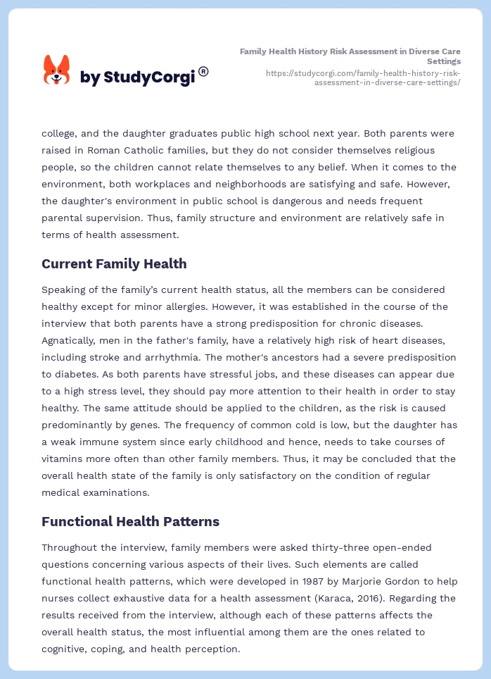 Family Health History Risk Assessment in Diverse Care Settings. Page 2
