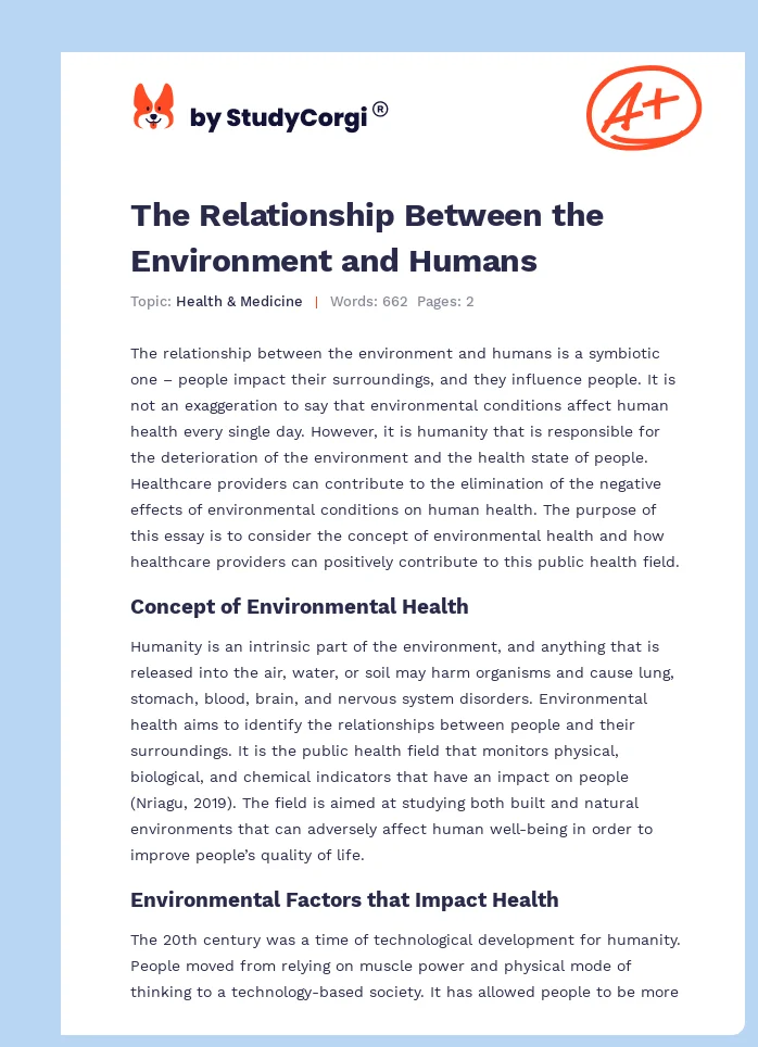 The Relationship Between the Environment and Humans. Page 1