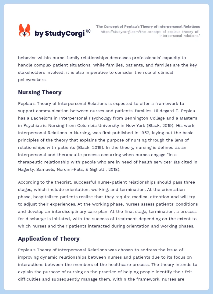 The Concept of Peplau's Theory of Interpersonal Relations. Page 2