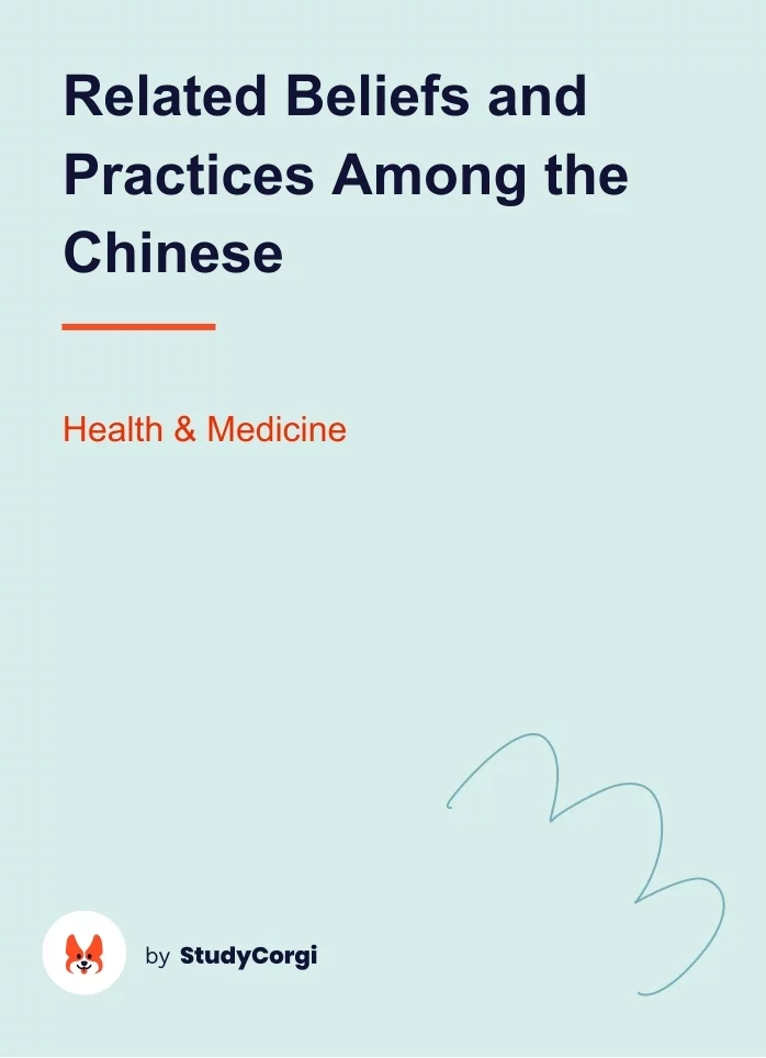 Related Beliefs and Practices Among the Chinese. Page 1