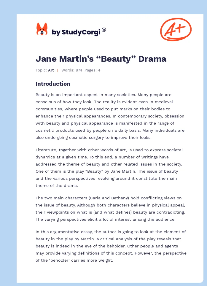 Jane Martin’s “Beauty” Drama. Page 1