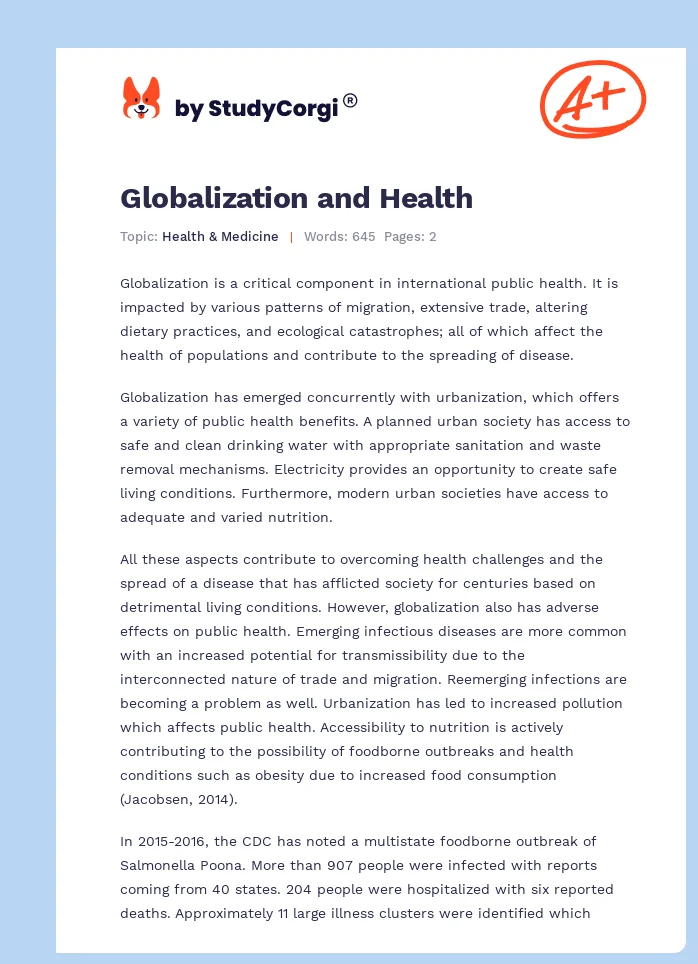 Globalization and Health. Page 1