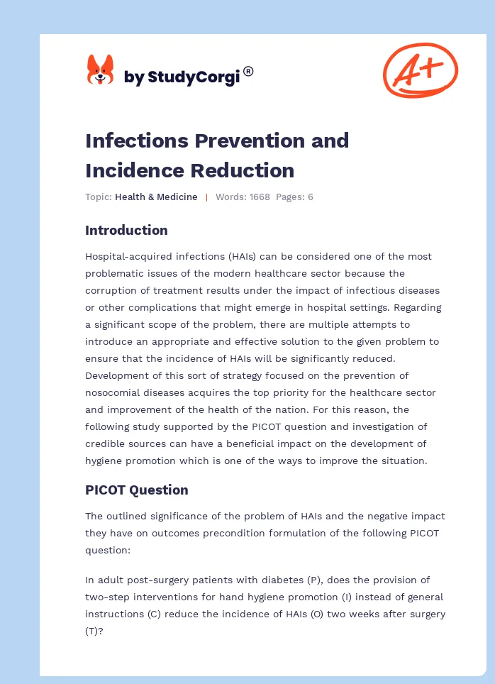 Infections Prevention and Incidence Reduction. Page 1