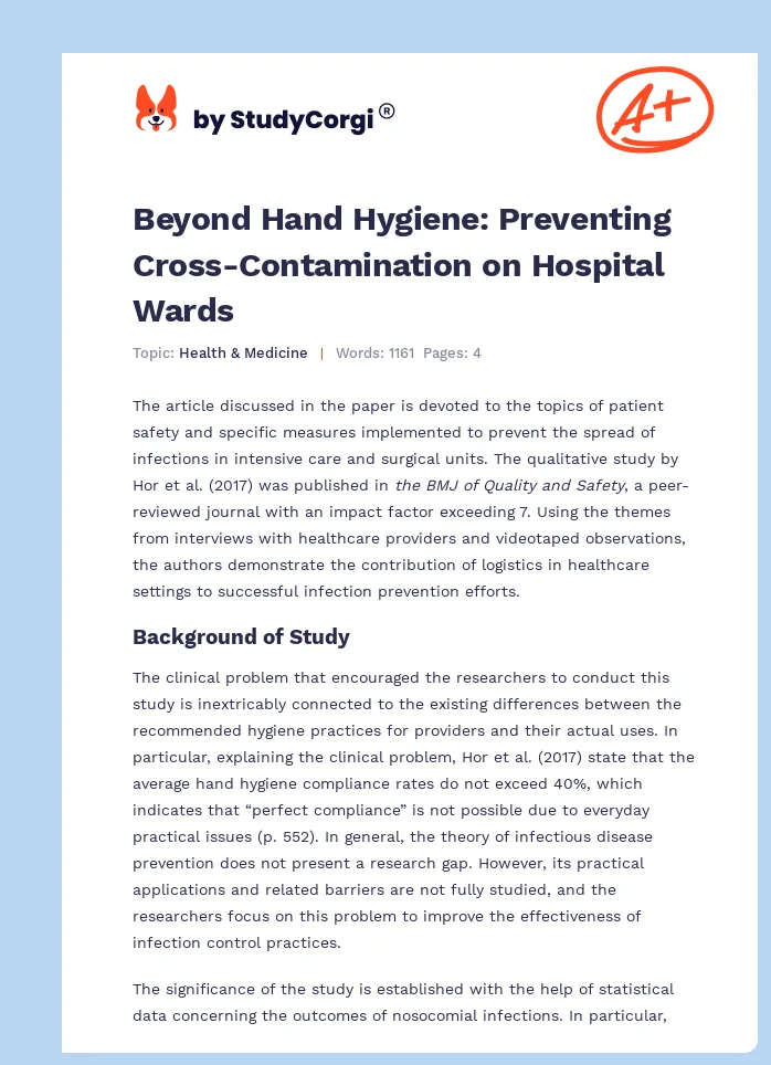 Beyond Hand Hygiene: Preventing Cross-Contamination on Hospital Wards. Page 1